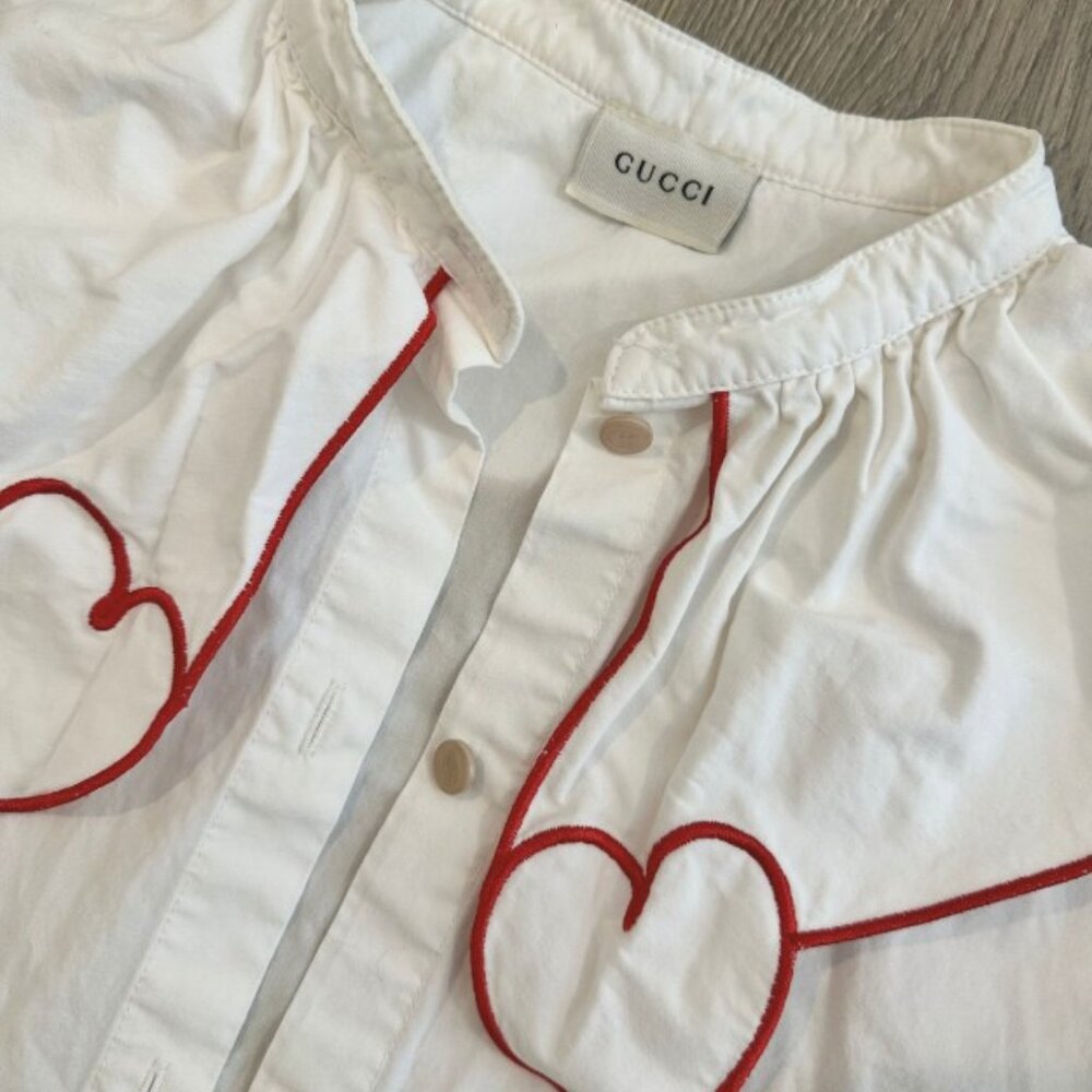 Gucci Pre-owned Girls (8) heart collared white button up shirt - Picture 3 of 3